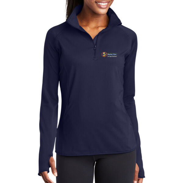 Sport-Tek® Women's Sport-Wick® Stretch 1/4-Zip Pullover - True Navy Thumbnail